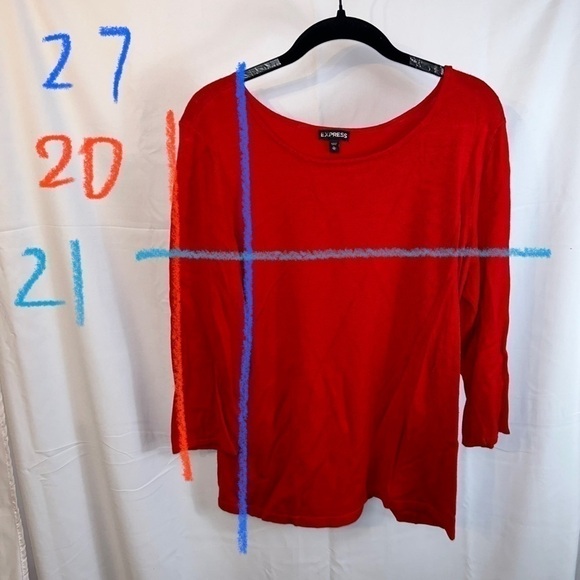 Express Shirt Scoop Wide Neck Pullover Long Sleeve Top Knit Ribbed Buttery Soft - Picture 5 of 6